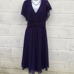 Suzi Chin for Maggy Boutique Deep Purple Midi Dress